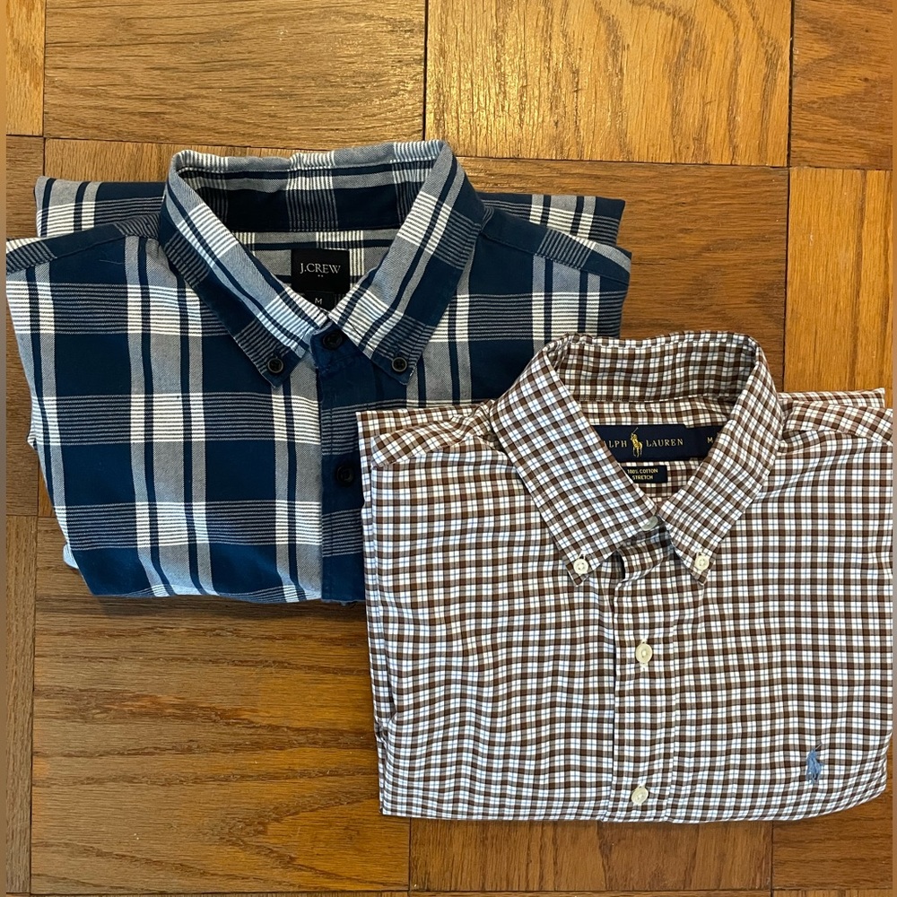Bundle/Lot of 2 Button Down Shirts, Medium, Polo Ralph Lauren & J. Crew, plaid
